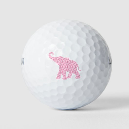 Balles De Golf Joyeux Eléphant Rose Art Motif mou (Devant)