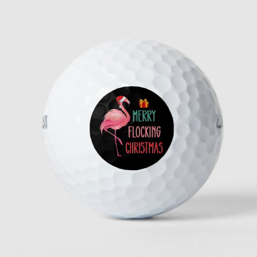 Balles De Golf Joyeux flocage Noël Funny Flamant rose Vacances (Devant)
