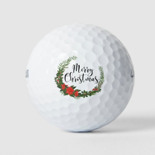 Balles De Golf Joyeux Noël avec couronne pour golfeur (Devant)