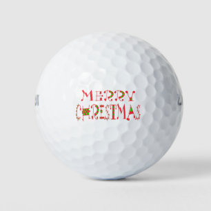 Balles De Golf Joyeux Noël Texte Motif Design : Art Festif