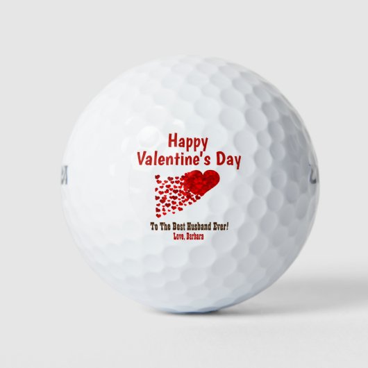 Balles De Golf Joyeux Valentines Day Meilleur Mari Jamais Coeurs (Devant)