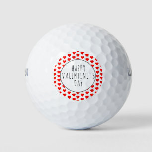 Balles De Golf Joyeux Valentines Jour Coeurs rouges Typographie