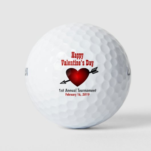 Balles De Golf Joyeux Valentines Jour du Tournoi de Coeur Rouge S (Devant)