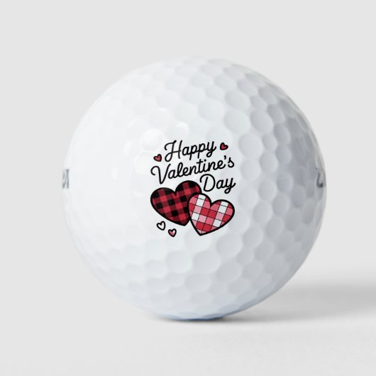 Balles De Golf Joyeux Valentines Jour léopard Plaid Coeur d'amour (Devant)