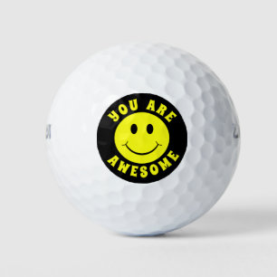 Balles De Golf Joyeux Visage Jaune Vous Êtes Magnifique