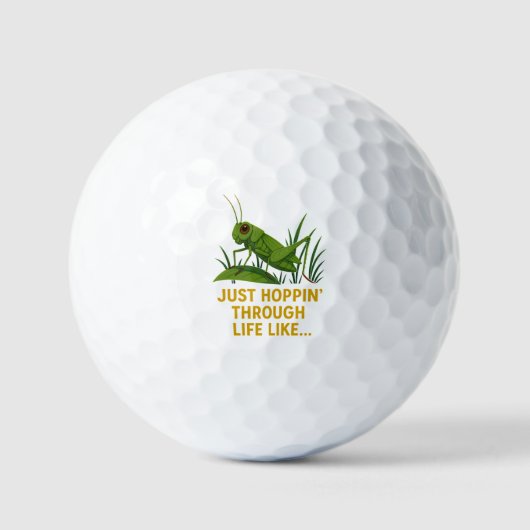 Balles De Golf "Just Hoppin’ Funny Grasshopper Art" (Recto)