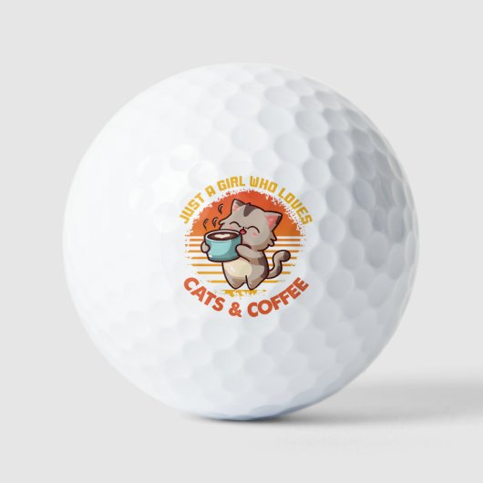 Balles De Golf Juste une fille qui aime les chats et le café (Recto)
