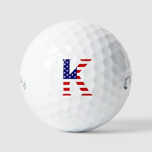 Balles De Golf K Monogramme superposé sur le drapeau américain cs (Recto)