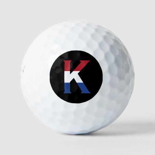 Balles De Golf K Monogramme superposé sur le drapeau NLD sur bk b (Devant)
