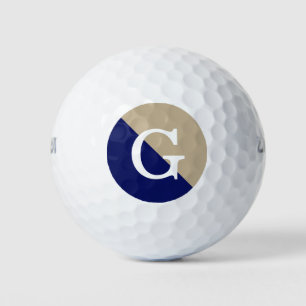 Balles De Golf Kaki Navy Blue 2 Tone Diag Monogramme initial