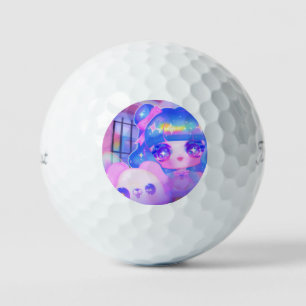 Balles De Golf Kawaii Chibi Sparklecore Girl avec Rainbow Puppy