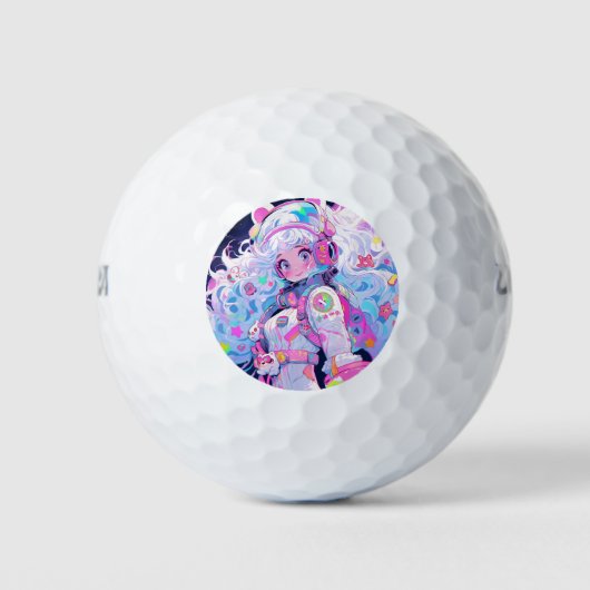 Balles De Golf Kawaii Moe Pastel Astronaut spatial Anime Girl (Devant)