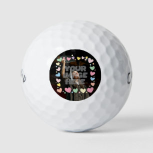 Balles De Golf Kawaii Pastel Coeurs Photo Frontière Personnalisab
