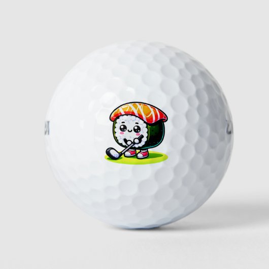 Balles De Golf Kawaii Sushi jouant au golf (Devant)