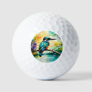 Balles De Golf Kingfisher sur l'eau et les Fleurs sauvages
