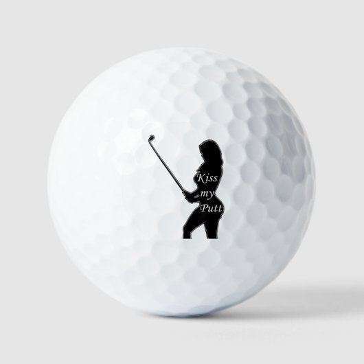 Balles De Golf Kiss My Putt - Silhouette de golfeuse féminine (Recto)
