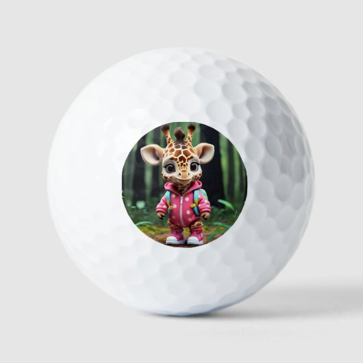 Balles De Golf "La girafe explore la nature" (Recto)