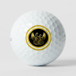 Balles De Golf La paix en vol avec deux colombes d'or