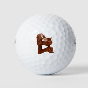 Balles De Golf La sculpture en bois du visage