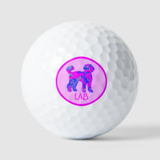 Balles De Golf Labradoodé mignon chien rose Silhouette Monogramme