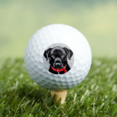 Balles De Golf Labrador noir avec collier rouge (T-shirt Insitu)