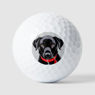 Balles De Golf Labrador noir avec collier rouge