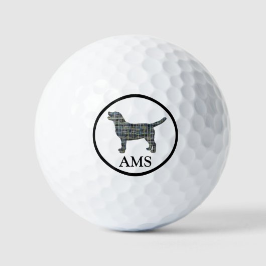 Balles De Golf Labrador Retriever Chien Silhouette Jaune & Grille (Recto)