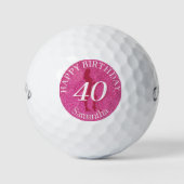 BALLES DE GOLF LADIES PINK GLITTER BIG BIRTHDAY (Devant)
