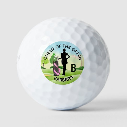 Balles De Golf Lady Golfer Golf Course Nom personnalisé Monogramm (Devant)