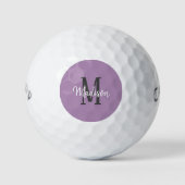 Balles De Golf Lavande Purple Script Monogramme Nom Dames (Devant)