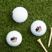 Balles De Golf "Le coq blanc et ses poules noires" (Herbe in situ)