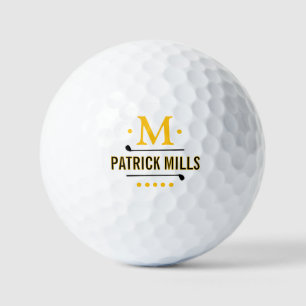Balles De Golf Le Monogramme Jaune Elégant Personnalisé du joueur