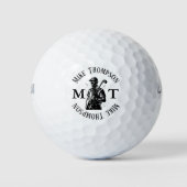 Balles De Golf Lecteur de golf, nom et initiales b&w (Devant)