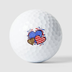 Balles De Golf Leopard American Flag Heart 4 juillet USA