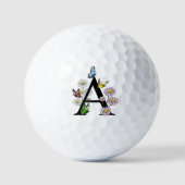 Balles De Golf Lettre A Floral Butterfly Monogramme initial (Recto)