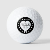 Balles De Golf LETTRE CHIC INITIALE MONogramme Noir Coeur blanc (Recto)