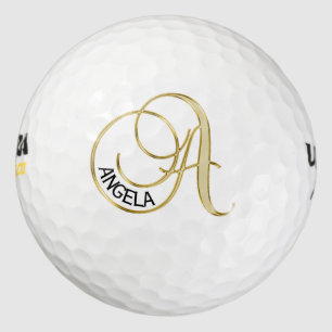 Balles De Golf Lettre d'or Monogramme A personnalisée - Cadeau