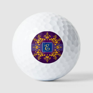 Balles De Golf Lettre E baroque dorée élégante