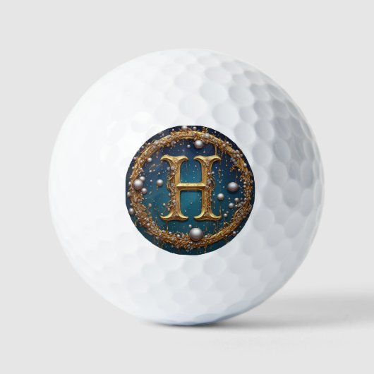 Balles De Golf Lettre initiale H en monogramme doré (Recto)