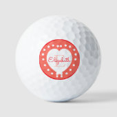 Balles De Golf Lettre initiale Monogramme Modèle corail du coeur  (Recto)