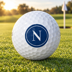 Balles De Golf Lettre initiale monogramme ronde bleue classique