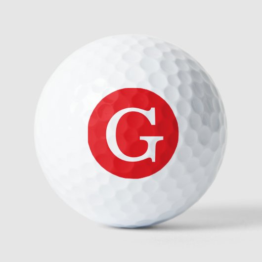 Balles De Golf Lettre Initiale Monogramme Rouge Blanc Simple (Recto)