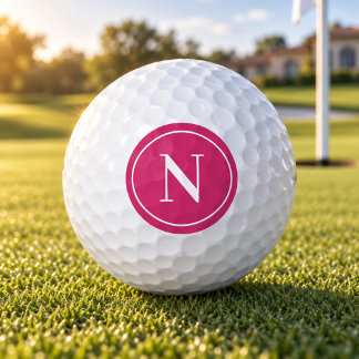 Balles De Golf Lettre initiale ronde monogramme rose classique