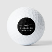 Balles De Golf Lettre monogramme Nom Script moderne noir blanc (Recto)