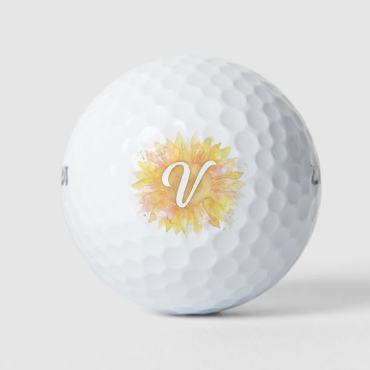 Balles De Golf Lettre V Tournesol Monogramme Initial Nom (Devant)