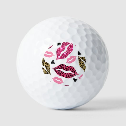 Balles De Golf Lèvres scintillantes : Motif de mode Leopard (Recto)