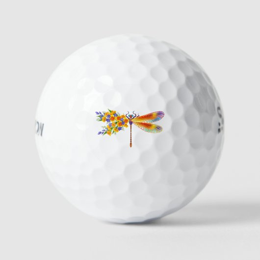 Balles De Golf libellule de fleurs jaunes (Recto)