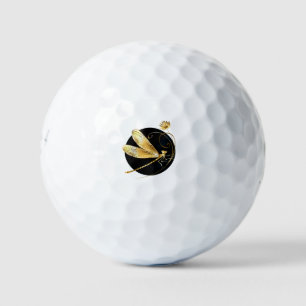 Balles De Golf libellule d'or en cercle noir