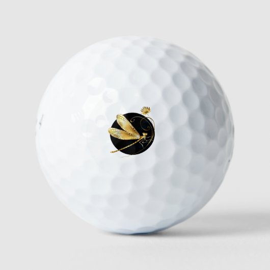 Balles De Golf libellule d'or en cercle noir (Devant)