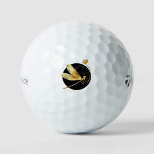 Balles De Golf libellule d'or en cercle noir